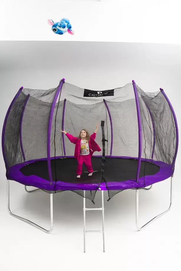 Батут Calviano Outside Master Purple 374 см - 12ft (внешняя сетка, с лестницей) фото-5