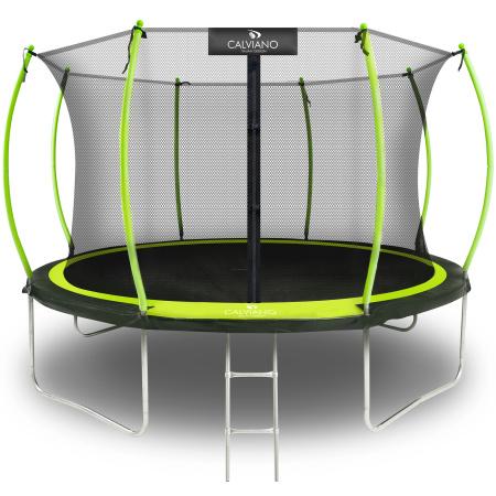 Батут Calviano Inside Master Green 374 см - 12ft (внутренняя сетка, с лестницей) - фото1