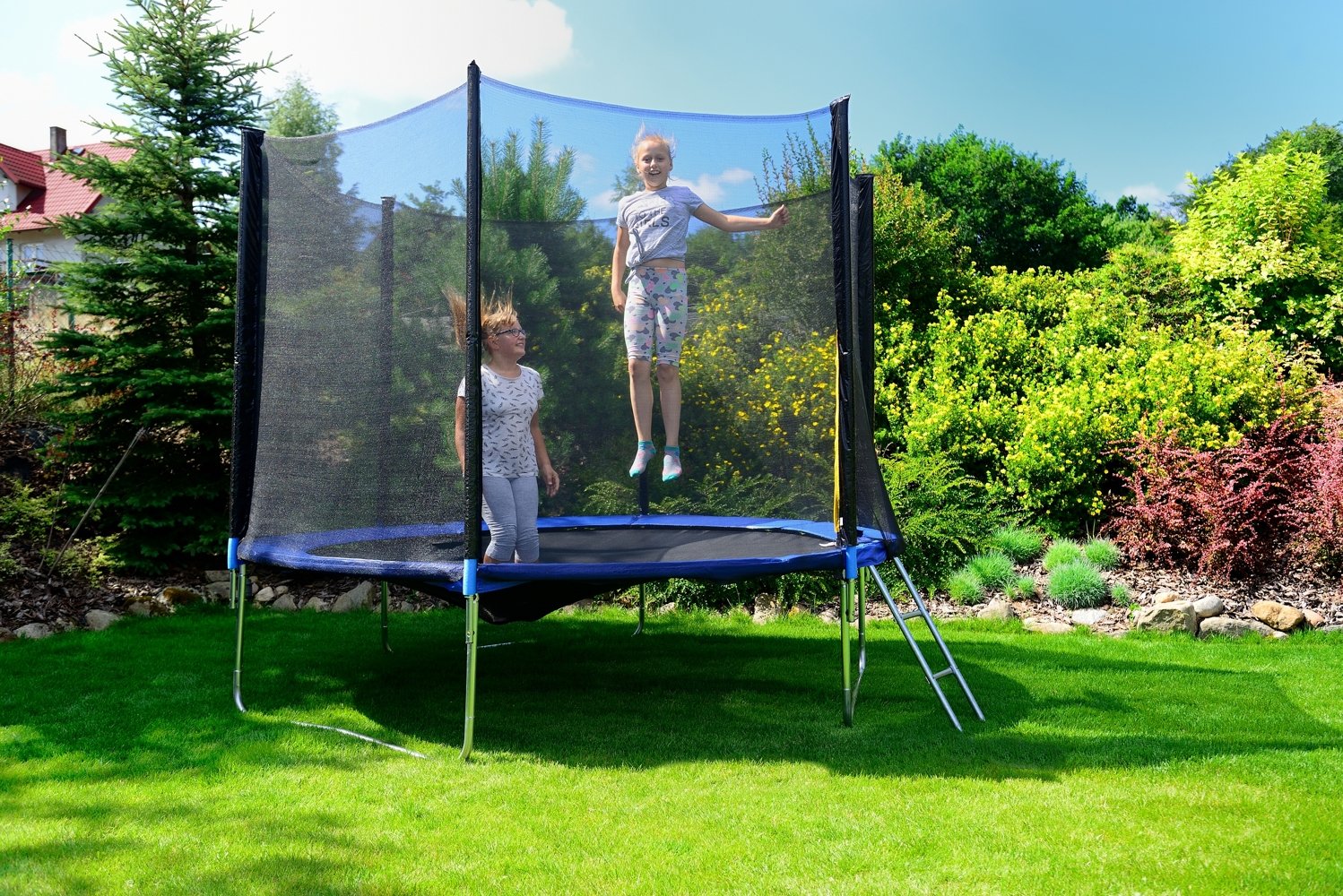 Батут Funfit 312см с защитной сеткой и лестницей фото-4