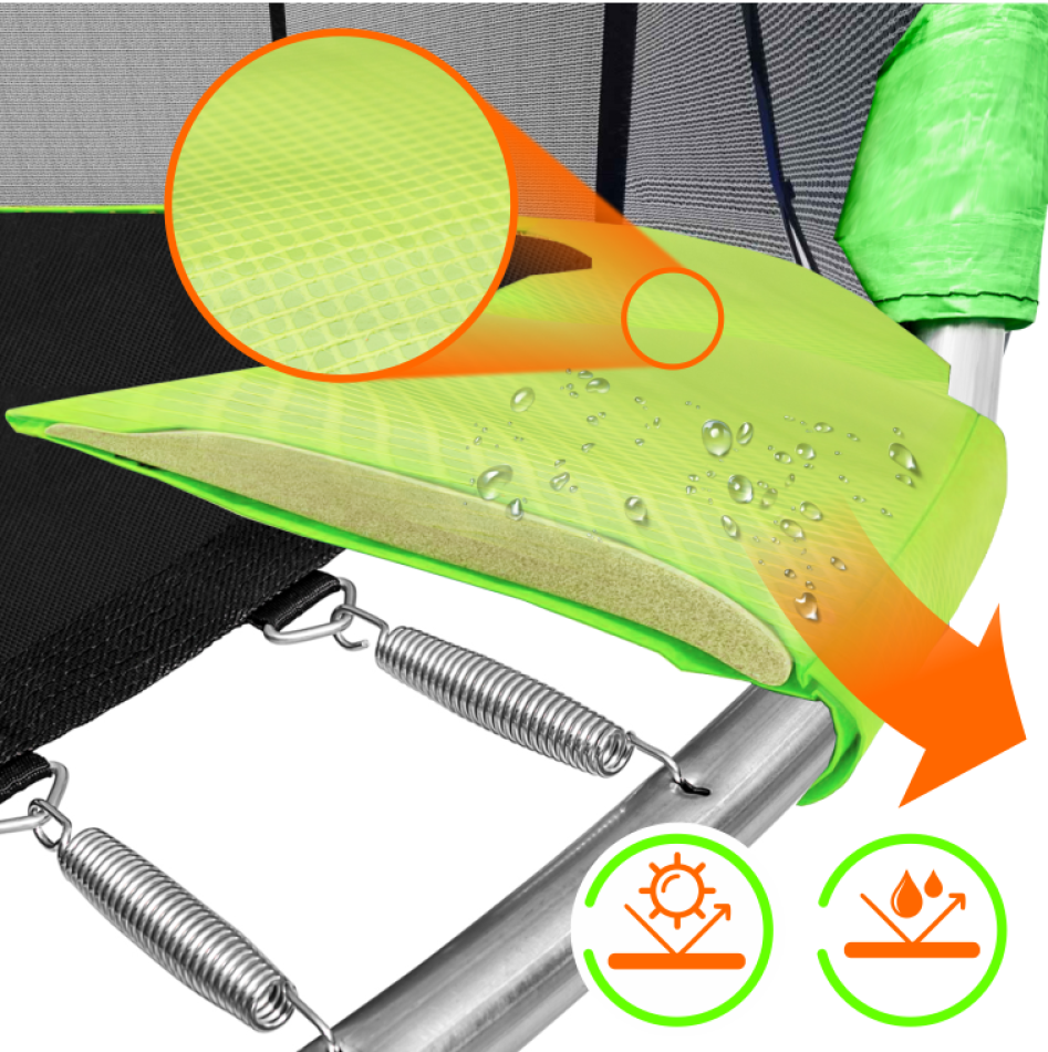 Батут Alpin ATGY-312 зелено-желтый с защитной сеткой и лестницей фото-7